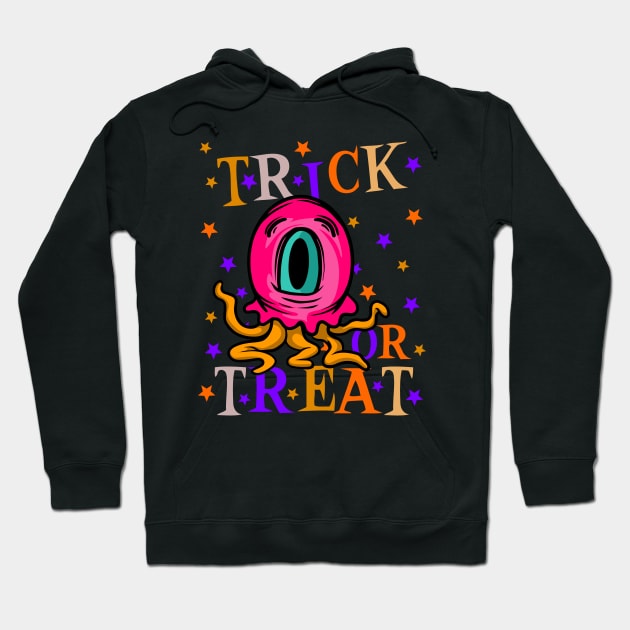 Halloween Trick-or-Treat Creepy Cute Cartoon Monster Hoodie by CharJens